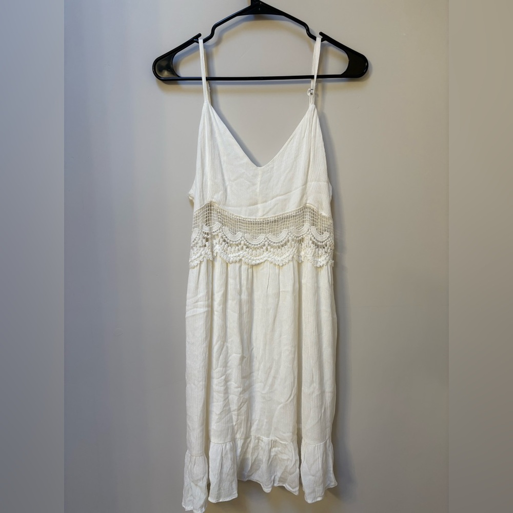 White Lace Trim Slip Dress